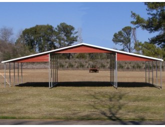 Barn Shelter | Boxed Eave Roof | 42W x 21L x 10H | Continuous Roof