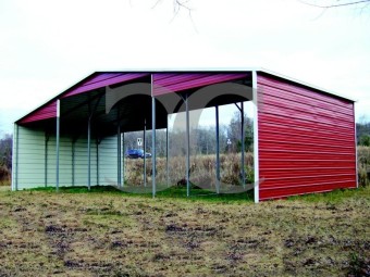 Barn Shelter | Boxed Eave Roof | 44W x 21L x 12H | Continuous Roof