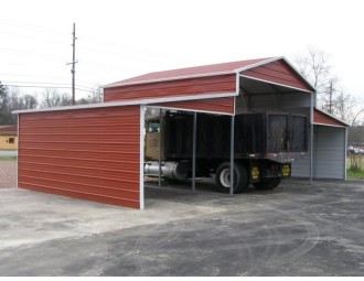 Metal Barn | Boxed Eave Roof | 42W x 21L x 12H | Raised Center