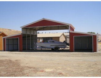 Raised Center Metal Barn | Vertical Roof | 48W x 21L x 12H |  Carolina Barn