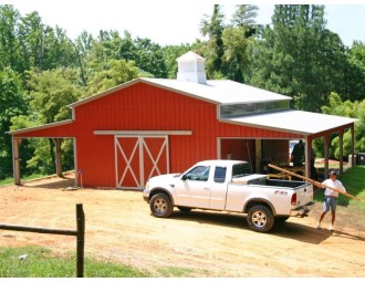 Metal Barn Workshop | Vertical Roof | 46W x 31L x 12H | Enclosed Barn