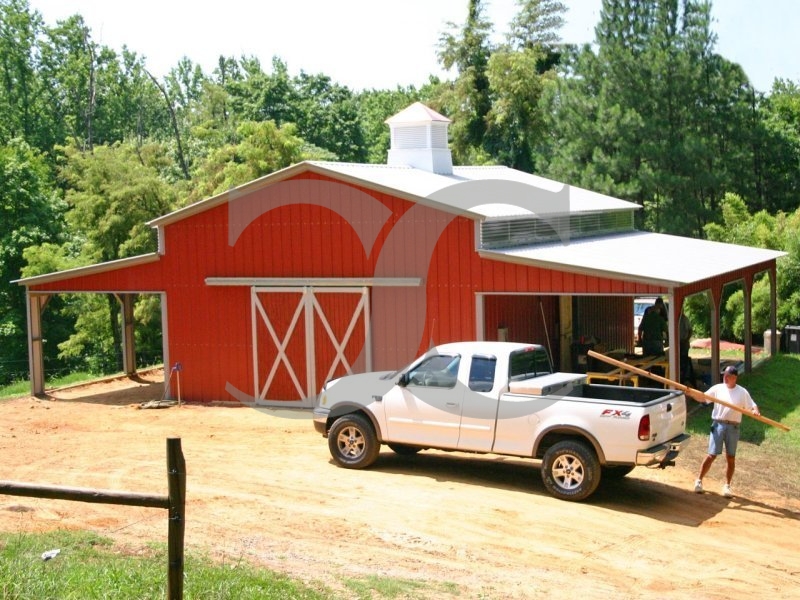 Metal Barn Workshop | Vertical Roof | 46W x 31L x 12H | Enclosed Barn