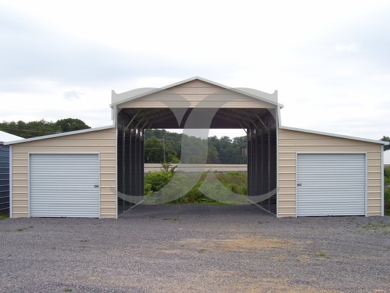 Metal Carolina Barn | Boxed Eave Roof | 42W x 26L x 12H | Raised Center Aisle