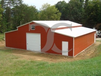 Enclosed Carolina Style Barn | Vertical Roof | 44W x 36L x 12H | Metal Barn