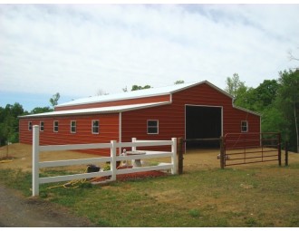 Raised Center Aisle Barn | Vertical Roof | 42W x 41L x 12H | Enclosed Barn