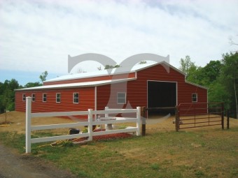 Raised Center Aisle Barn | Vertical Roof | 42W x 41L x 12H | Enclosed Barn