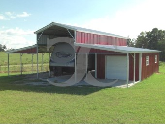 Metal Barn RV Shelter | Vertical Roof | 36W x 31L x 12H |  Metal Barn