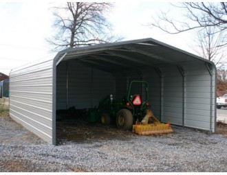 Carport | Regular Roof | 18W x 21L x 6H` | Both Sides Closed | Back End Closed