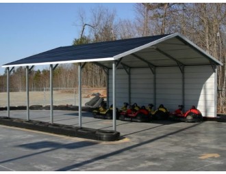 Carport | Boxed Eave Roof | 20W x 21L x 7H | 1 Side Closed