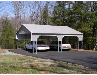 Carport | Boxed Eave Roof | 22W x 26L x 8H` | 2 Gables | 2 3' Panels