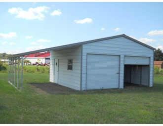 Metal Garage | Vertical Roof | 22W x 26L x 10H |  Lean-to