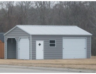 All Steel Enclosed Garage | Vertical Roof | 20W x 26L x 9H | 2 Cars