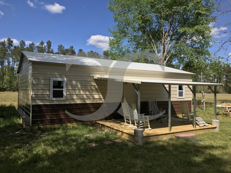 Metal Hunting Cabin | Boxed Eave Roof | 24W x 36L x 9H | Hunt Club