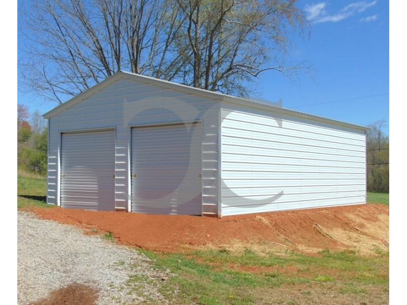 2-Car All-Steel Garage | Vertical Roof | 22W x 31L x 9H |  Metal Garage